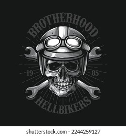 skull bikers motorcycle logo design