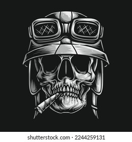 skull bikers wearing helmet illustration