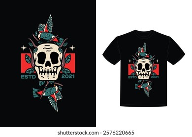 skull bird illustration t shirts