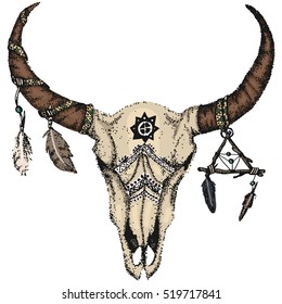 skull of bison / buffalo skull print