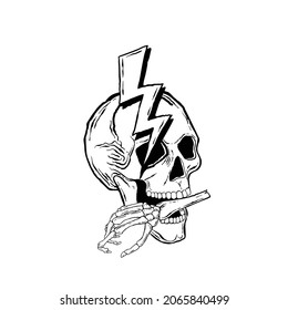 ilustración de la mano mordaz del cráneo dibujo de la mano vectorial