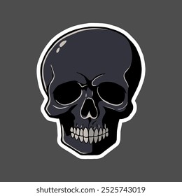 a skull with a black face art illustration for stickers logo poster etc
