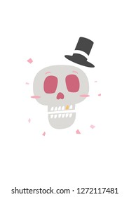 a Skull with black hat