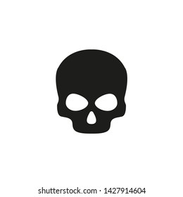 skull black icon on white background, vector illustration