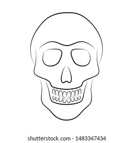 Skull black line on a white background. Holiday Day of the Dead. Mexico. Isolated image. Tattoo. Template. Silhouette. Circuit. Dia de los Muertos.