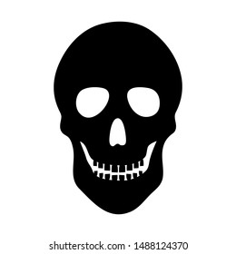 Skull black silhouette on a white background. Day of the Dead holiday. Mexico. Isolated image. Template. Dia de los Muertos. Vector illustration.