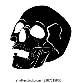 Skull black Silhouette symbol Vector illustration isolated on white background