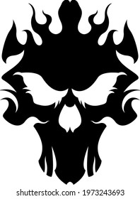 Skull black vector print stylized skull monster demon head isolated