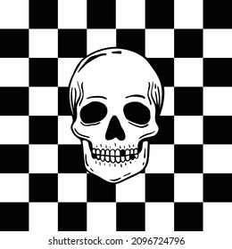 skull with black and white background free vector illustration