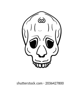 Skull Black and White Cartoon Illustration Vector