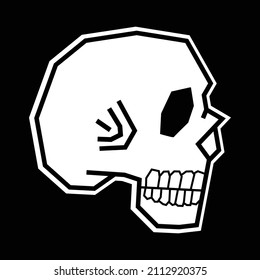 skull black and white logo, premium vector