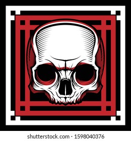 skull black white red ornament background