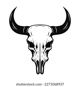 Сow skull. Black and white silhouette. Vector illustration