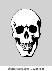 Skull. Black and white vector illustration. 