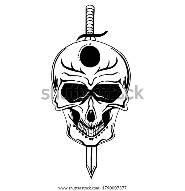 Skull Blade Hand Drawn Vector Stock Vector (Royalty Free) 1790007377 ...