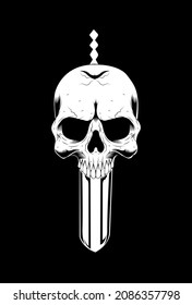 Skull with blade vector illustration