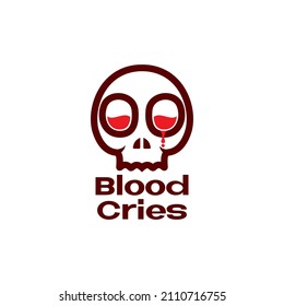 skull with blood logo design, vector graphic symbol icon sign illustration