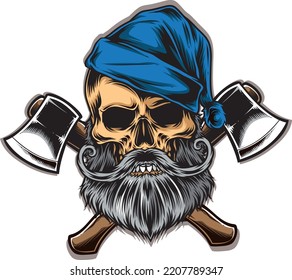 Schädel mit Blue Cap und Ax