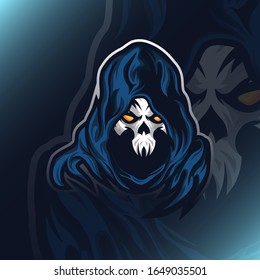 Skull with a blue robe vector illustration