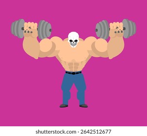 Skull Bodybuilde Strong. skeleton and muscles. Powerful skeleton.