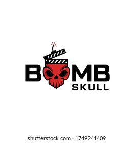 Skull, Bomb, And Board Cinema Logo Design.