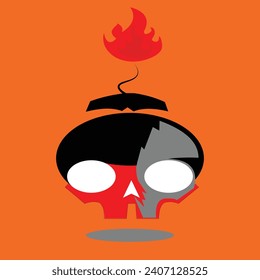 ilustración vectorial del carácter de la bomba de cráneo