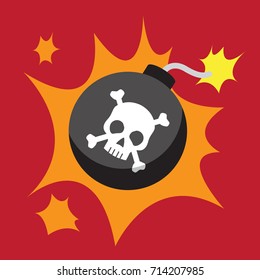 Skull Bomb Flat Design
