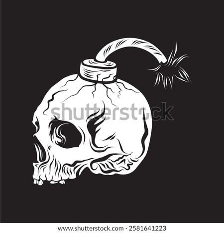 skull and bomb illustrations are suitable for design elements