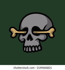Skull and bone cartoon vector illustration