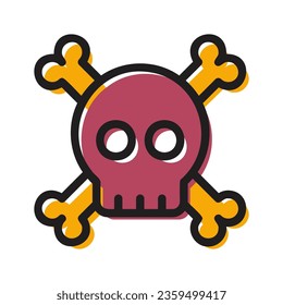 skull and bone colored outline icon
