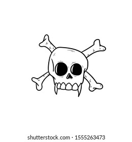 skull bone doodle icon vector hand drawing 