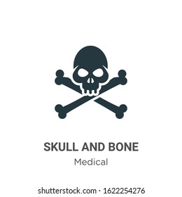 Skull and bone glyph icon vector on white background. Flat vector skull and bone icon symbol sign from modern medical collection for mobile concept and web apps design.
