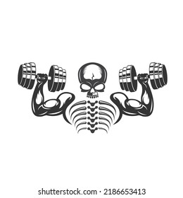 skull bone gym bodybuilding concept design  icon vector illustration 