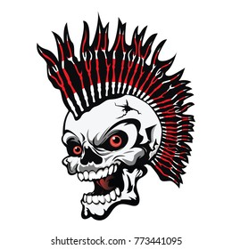 Skull with Bone Hair Vector Illustration
