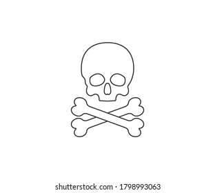 Calavera, hueso, ícono de Halloween. Ilustración vectorial, diseño plano.