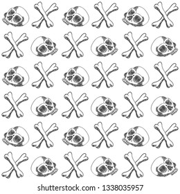 skull bone handdraw pattern vector illustration