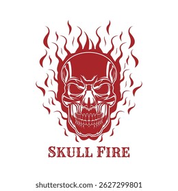 Skull Bone Head Fire Vintage Illustration Skull vector design for t shirt design, poster or t shirts street wear and Urban style. T-shirt design vector