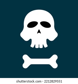 Skull and bone icon flat design - vector illustration