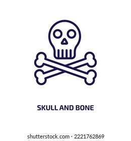 skull and bone icon from medical collection. Thin linear skull and bone, skull, human outline icon isolated on white background. Line vector skull and bone sign, symbol for web and mobile