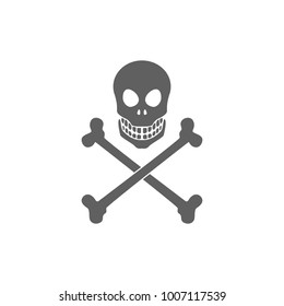 Skull with bone icon vector