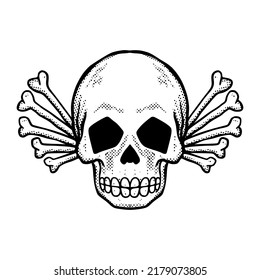 skull bone illustration vector for tshirt jacket hoodie can be used for stickers etc