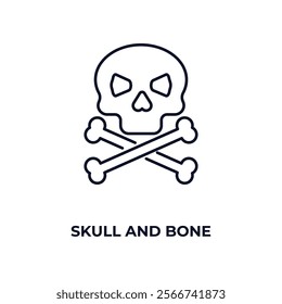 skull and bone outline icon. Linear vector from medical concept. Thin line skull and bone icon isolated on white background