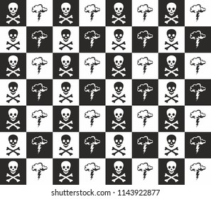 skull and bone pattern halloween wallpaper design chess design halftone black and white vector background