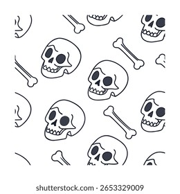 Skull bone pattern on with cartoon style illustrations bones skeleton
