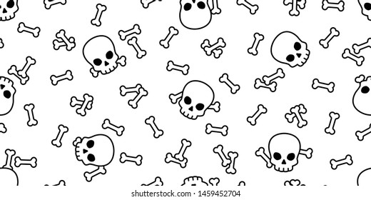 skull bone seamless pattern Halloween vector scarf isolated cartoon repeat wallpaper tile background illustration doodle design