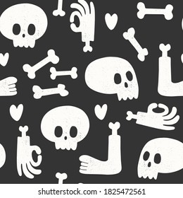 Skull, bone seamless pattern. Isolated halloween background. vector 