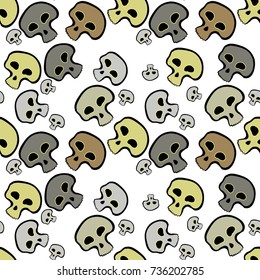 skull bone in seamless pattern vector illustration
