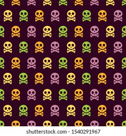 skull and bone seamless vector halloween pattern