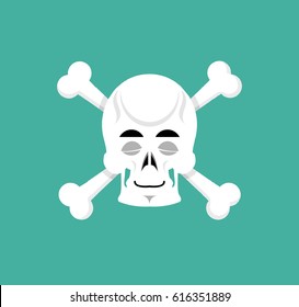 Skull and bone sleeps Emoji. skeleton head asleep emotion isolated
