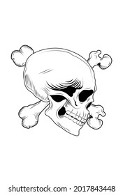 Skull with bone vector illustration